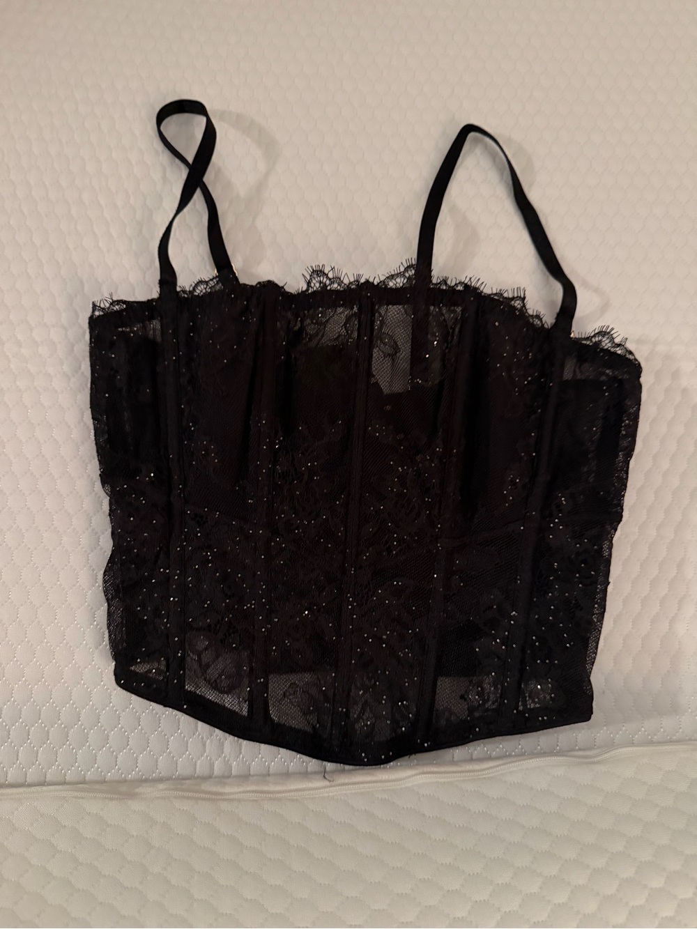 Victoria's Secret Black Lace Bustier with Sequin Detail